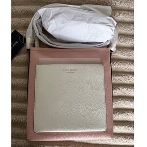 Kate Spade Ava Rose Smoke Colorblock Pebbled Leather Crossbody Bag KH164 NEW